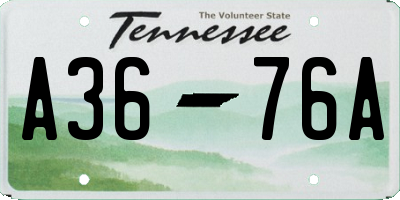 TN license plate A3676A