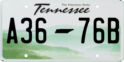TN license plate A3676B