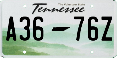 TN license plate A3676Z