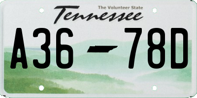 TN license plate A3678D