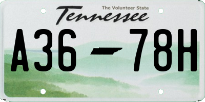 TN license plate A3678H