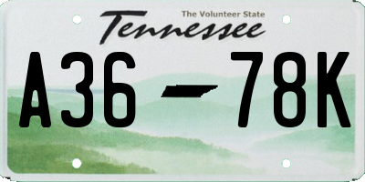 TN license plate A3678K