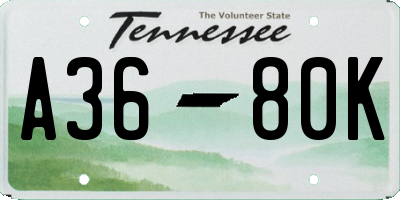 TN license plate A3680K