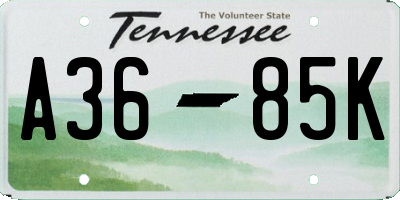 TN license plate A3685K