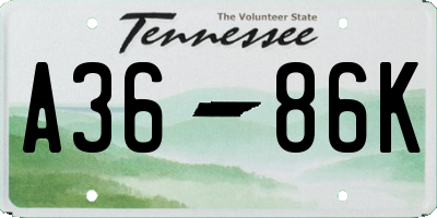 TN license plate A3686K