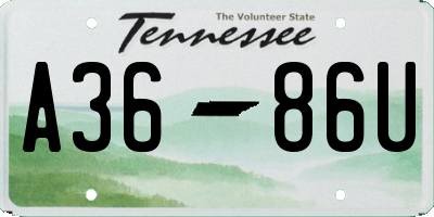 TN license plate A3686U