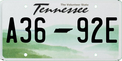 TN license plate A3692E