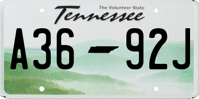 TN license plate A3692J