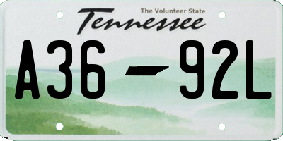 TN license plate A3692L