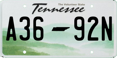 TN license plate A3692N