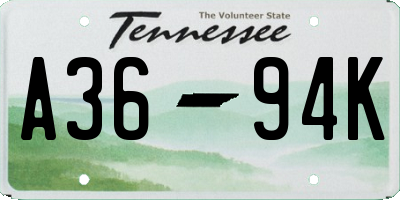 TN license plate A3694K