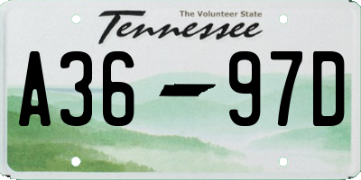 TN license plate A3697D