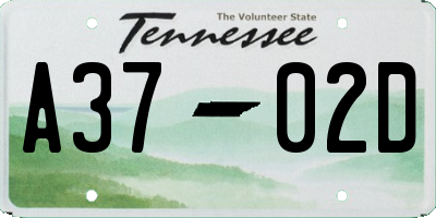 TN license plate A3702D