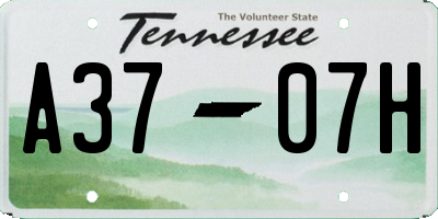 TN license plate A3707H