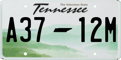TN license plate A3712M