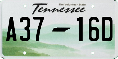 TN license plate A3716D