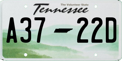 TN license plate A3722D