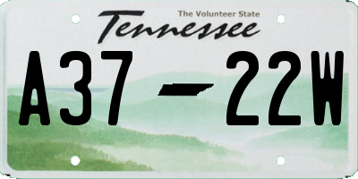 TN license plate A3722W