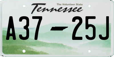 TN license plate A3725J