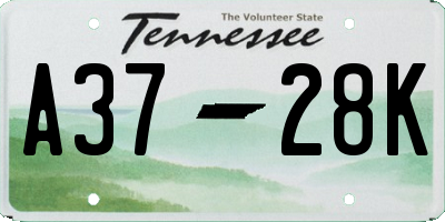 TN license plate A3728K