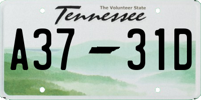 TN license plate A3731D