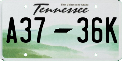 TN license plate A3736K