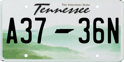 TN license plate A3736N