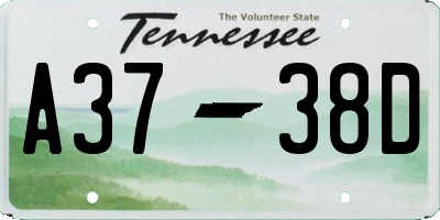 TN license plate A3738D