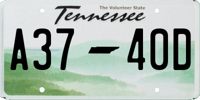 TN license plate A3740D
