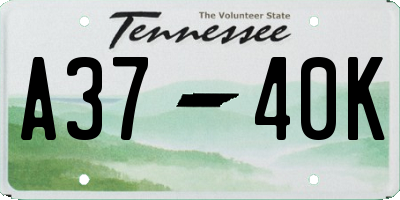 TN license plate A3740K