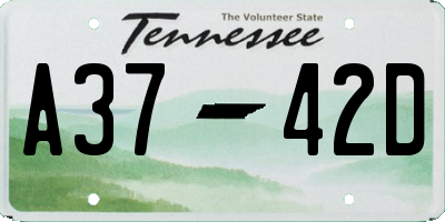 TN license plate A3742D