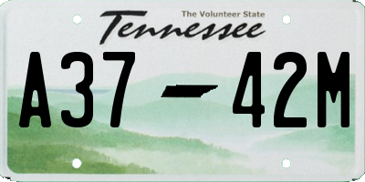 TN license plate A3742M