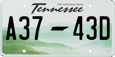 TN license plate A3743D