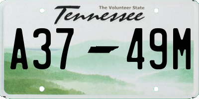 TN license plate A3749M