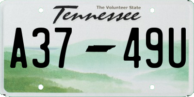 TN license plate A3749U