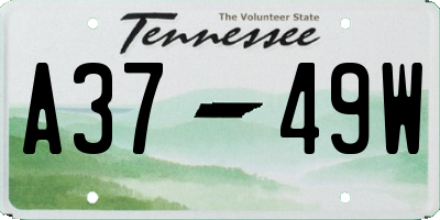 TN license plate A3749W
