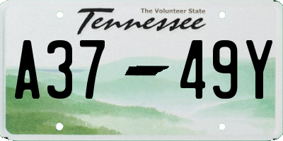 TN license plate A3749Y