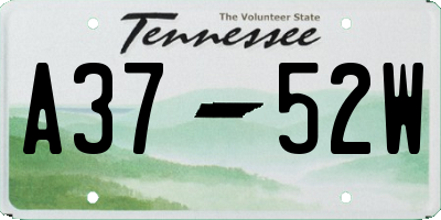 TN license plate A3752W