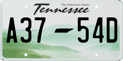 TN license plate A3754D