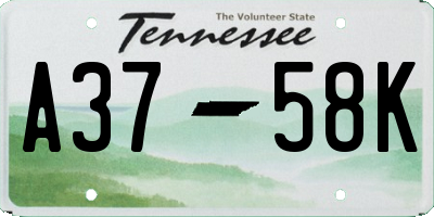 TN license plate A3758K