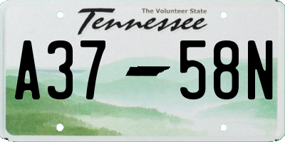 TN license plate A3758N
