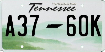 TN license plate A3760K