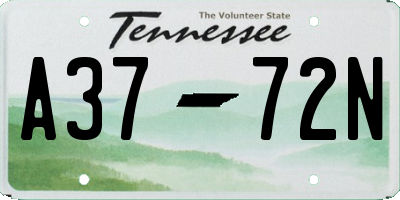 TN license plate A3772N
