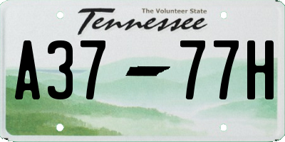 TN license plate A3777H