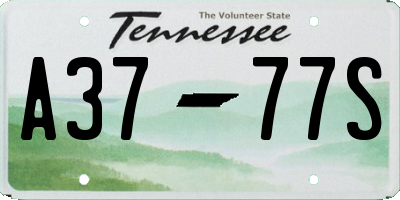 TN license plate A3777S