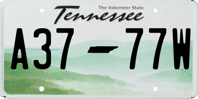 TN license plate A3777W