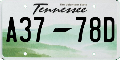 TN license plate A3778D