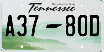 TN license plate A3780D