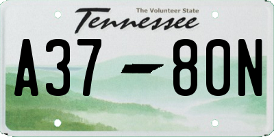 TN license plate A3780N