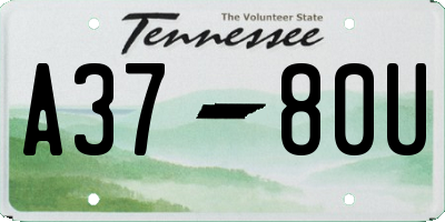TN license plate A3780U